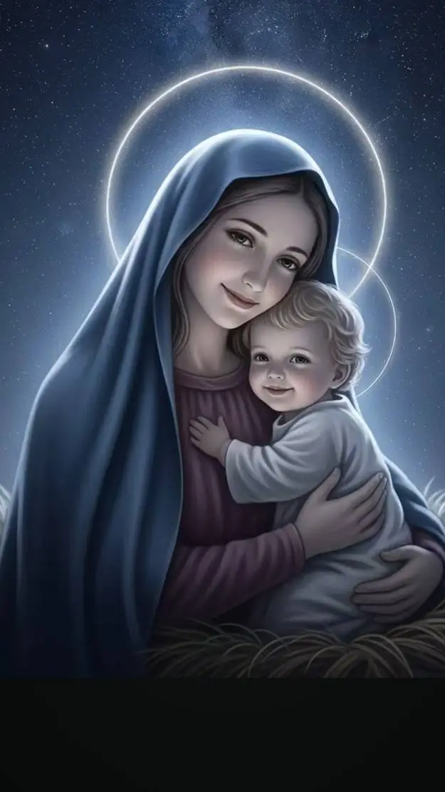 ai character: virgen mary  background