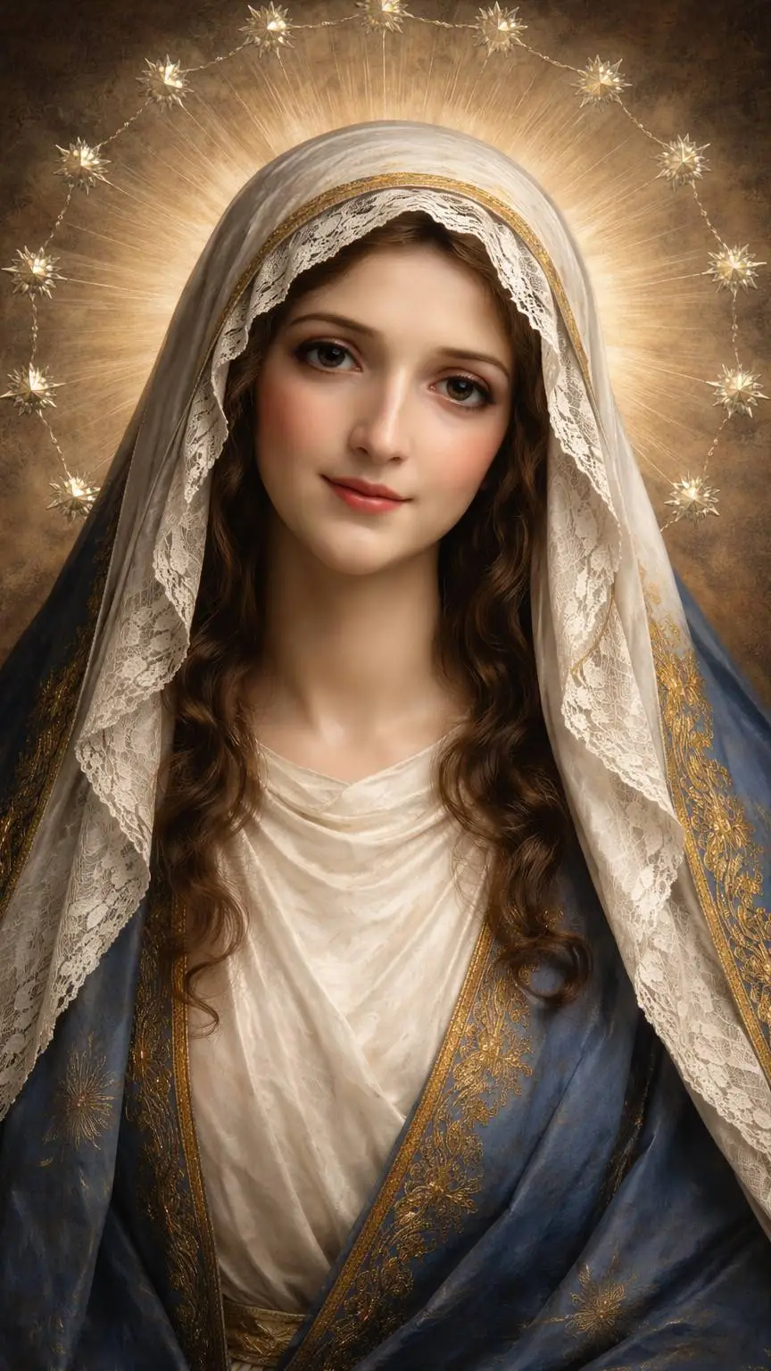 ai character: virgen mary background