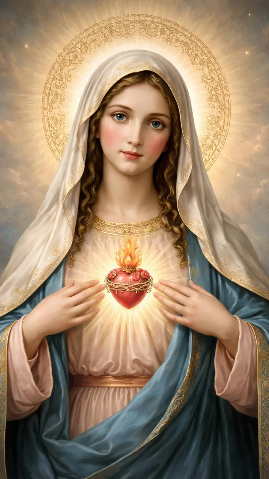 ai character: virgin mary background