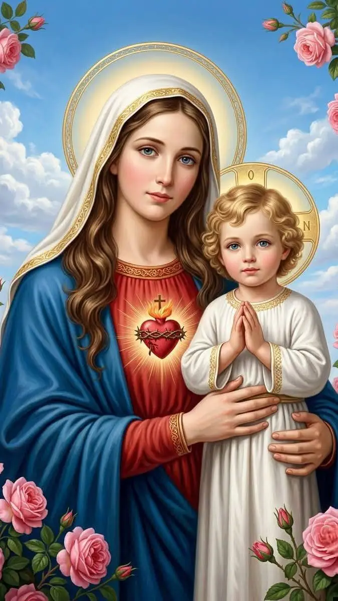 ai character: virgin mary  background