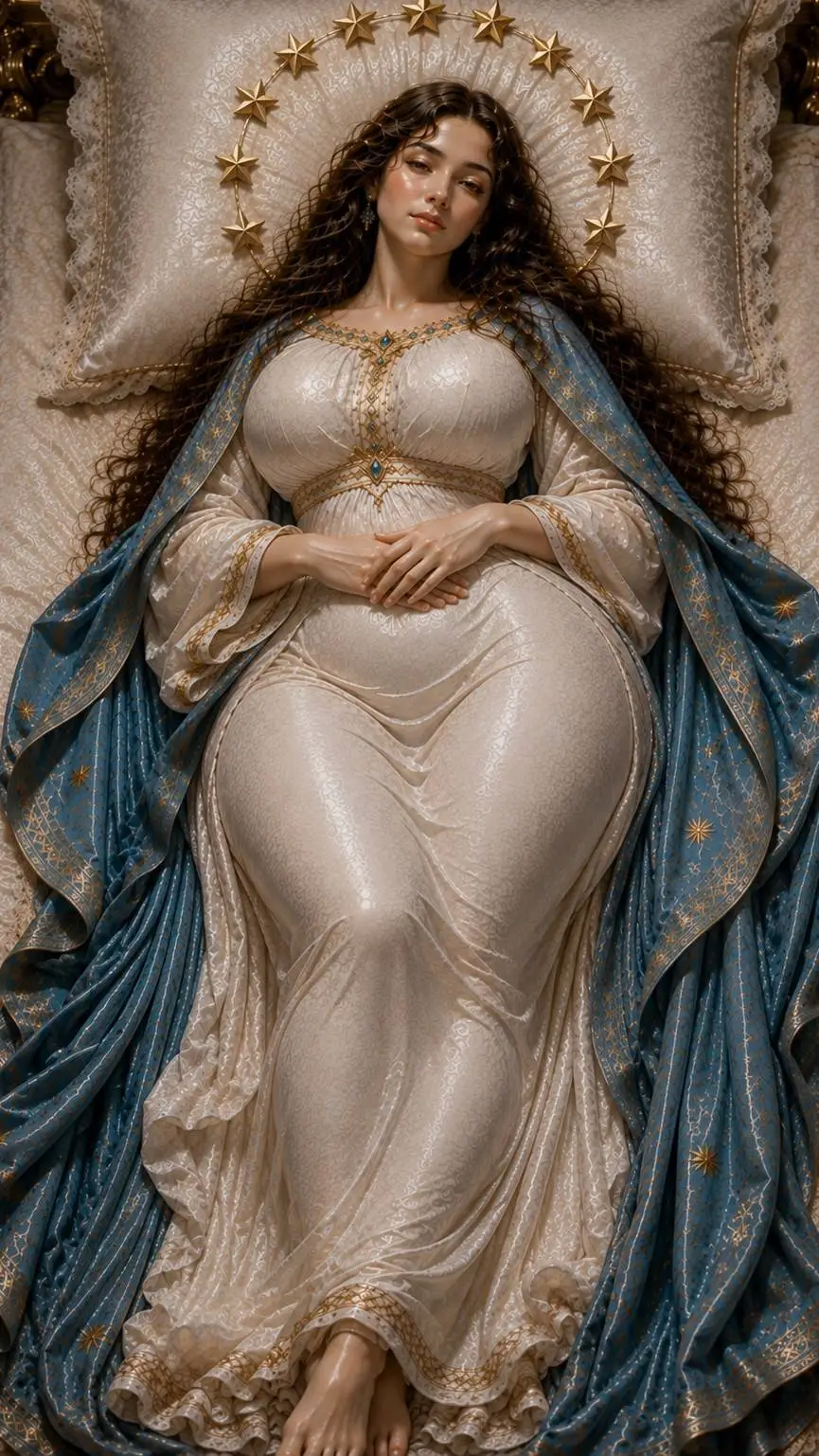 ai character: virgin mary  background