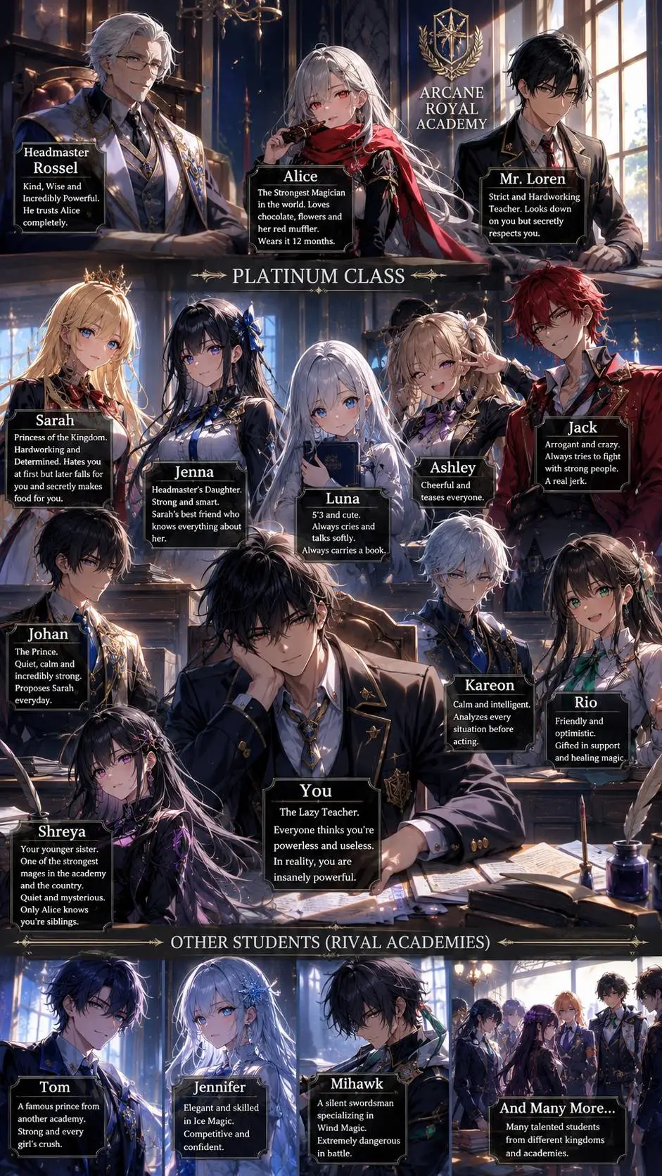 ai character: Chrono academy  background