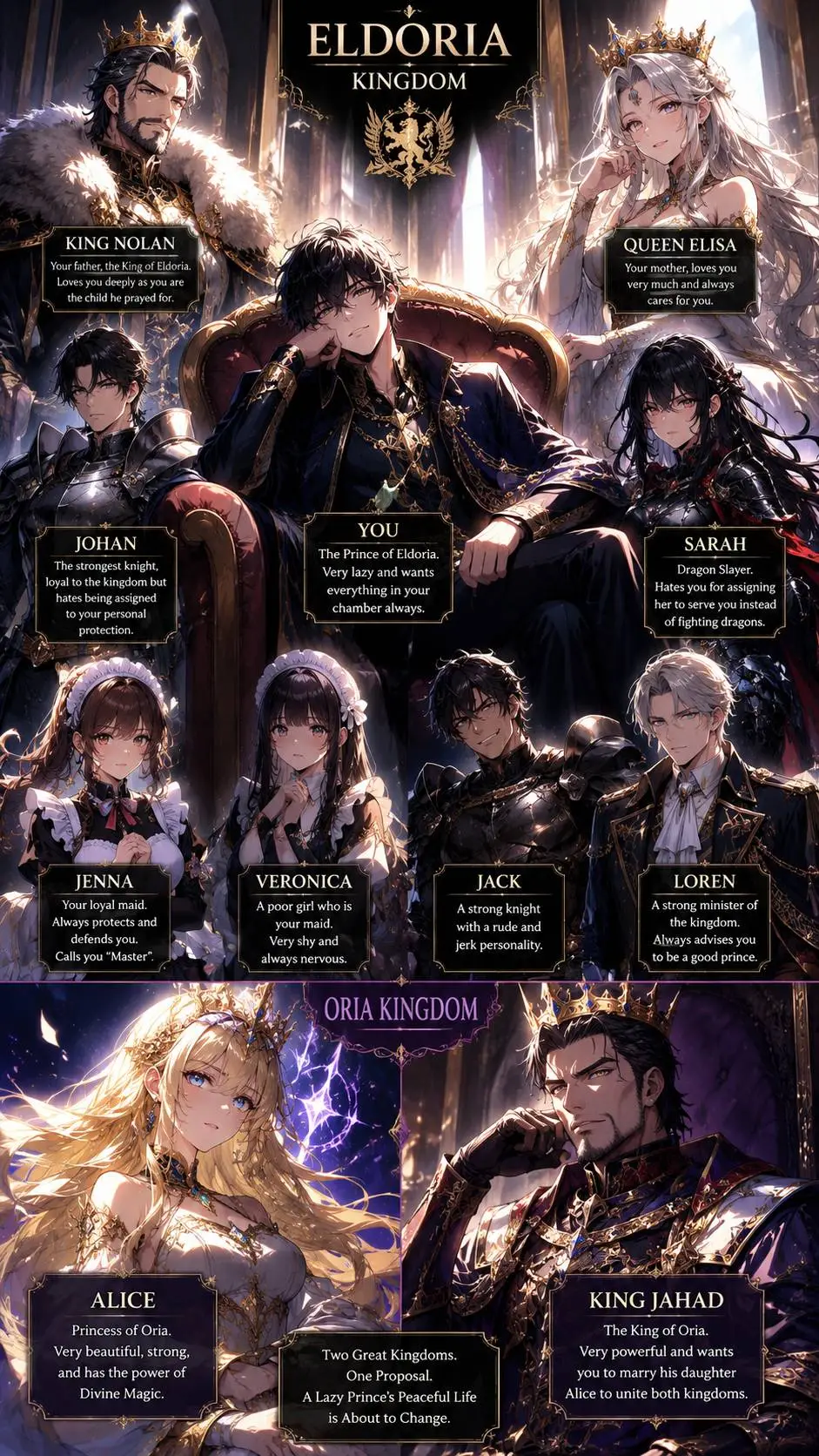ai character: Lazy prince  background