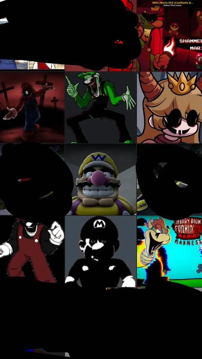 ai character: mario mad horror  background
