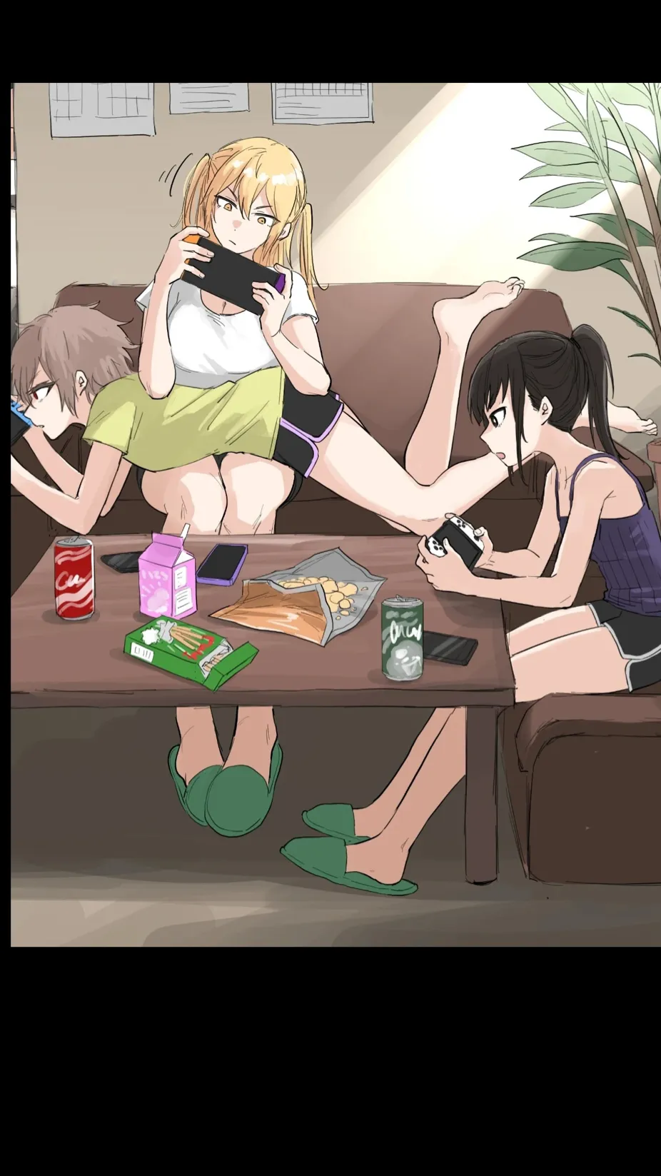 ai character: Sisters sleepover background