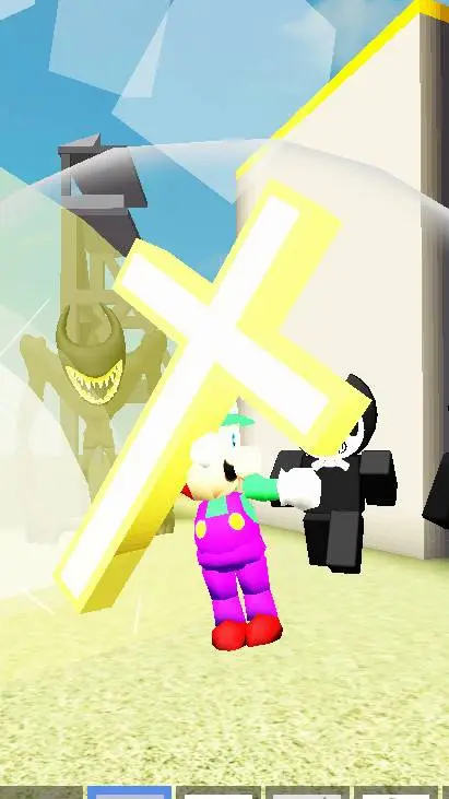 ai character: luigi god vs bendy background