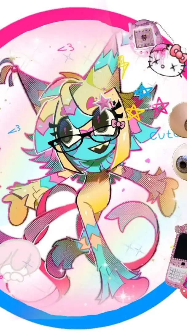 ai character: Yatta!💛💓💙 background