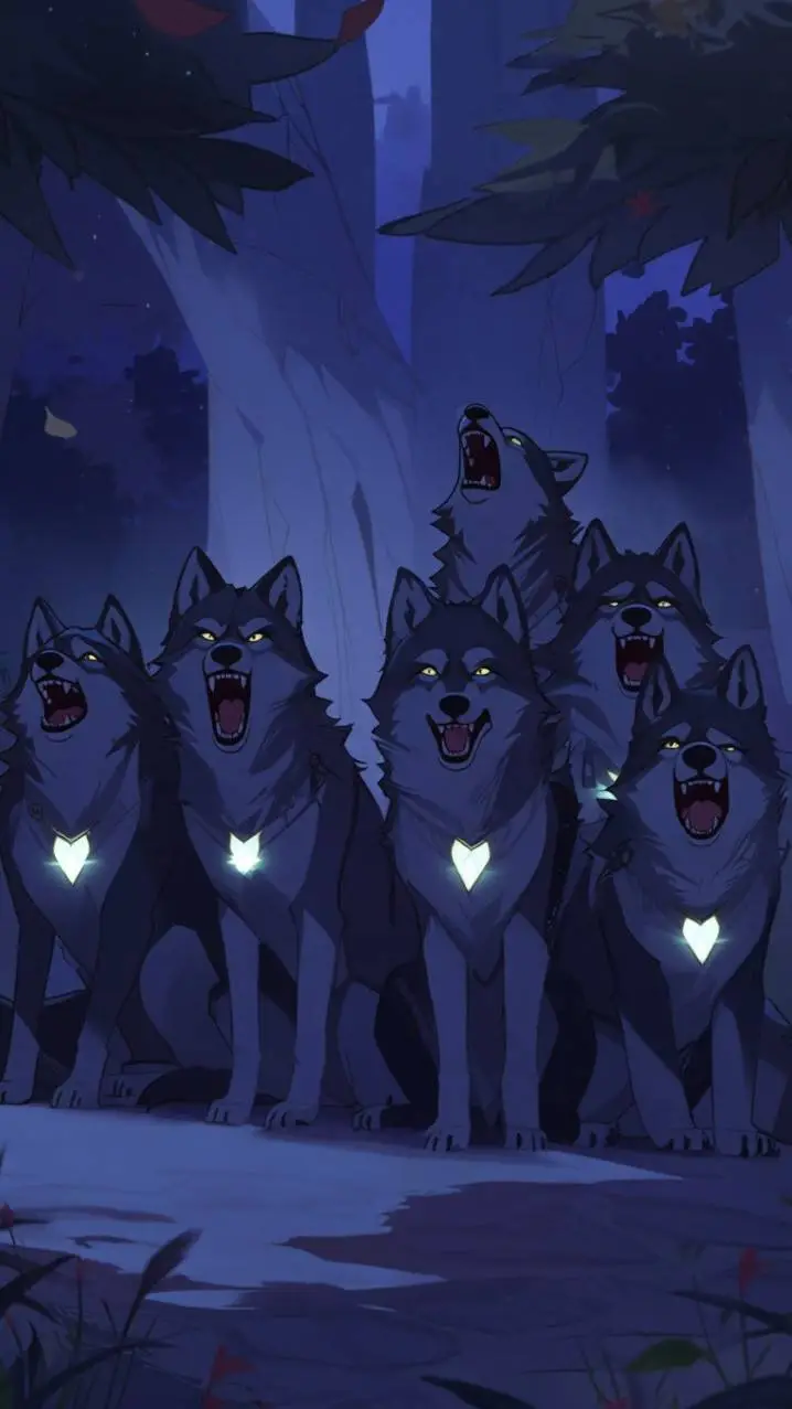 ai character: wolf pack heart background