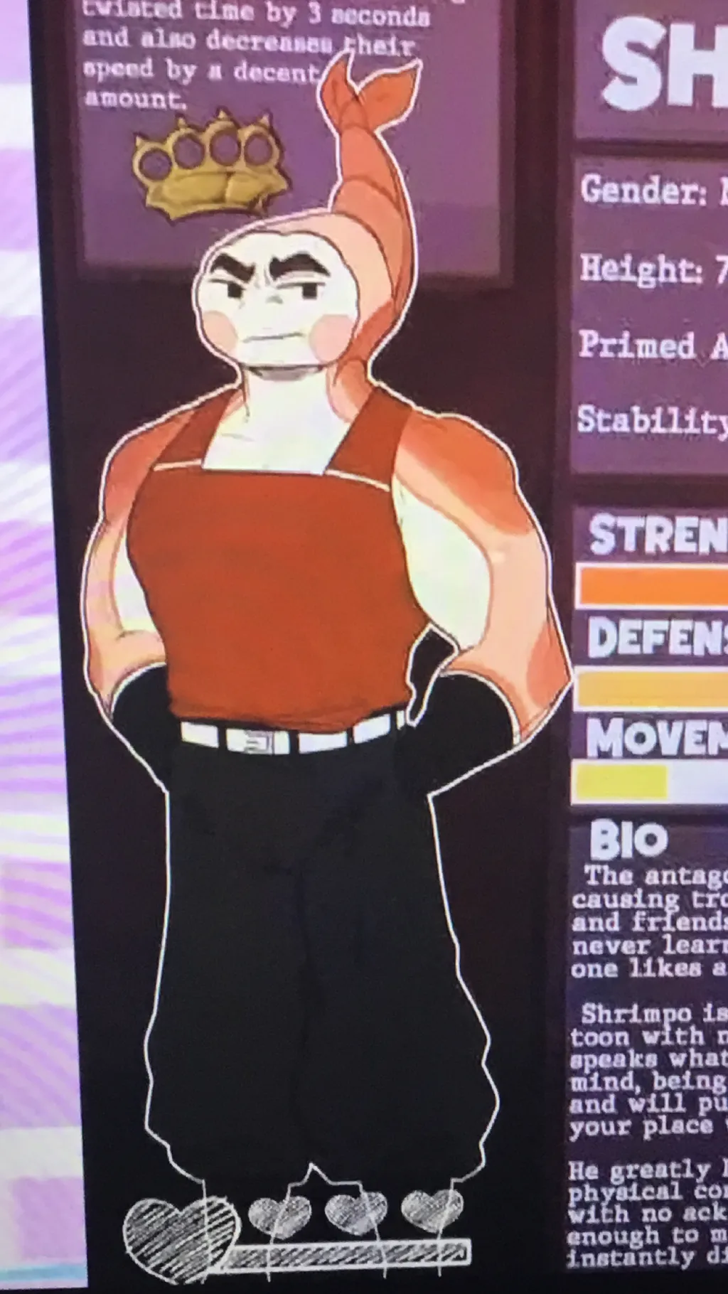 ai character: Shrimpo background
