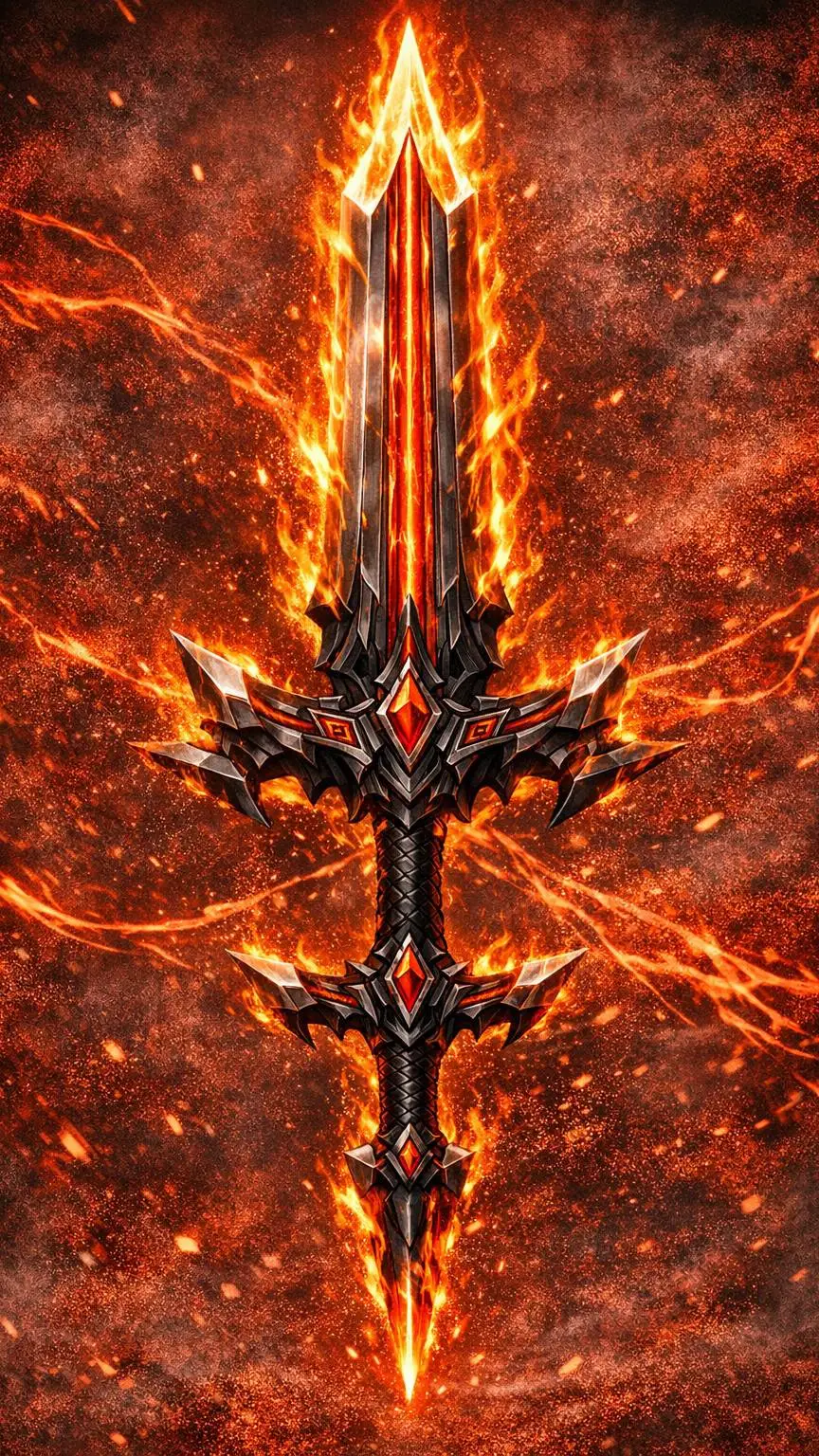 ai character: flaming sword background