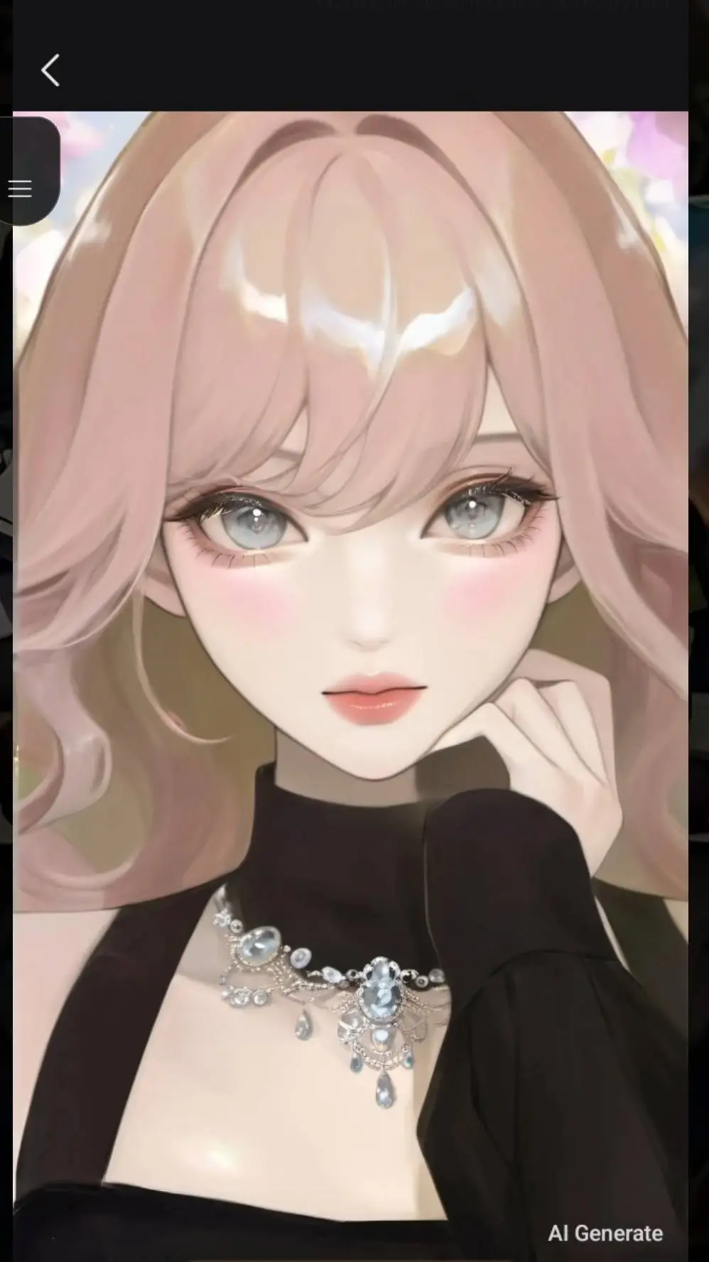 ai character: Audurella Rosé background