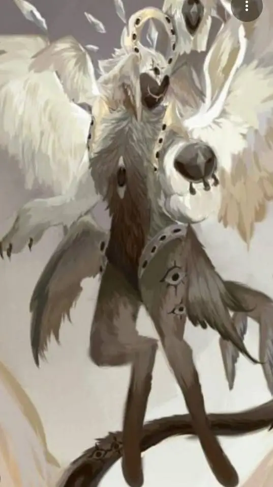 ai character: angelic warden  background