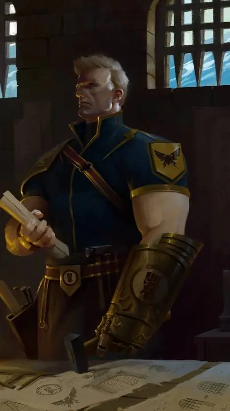 ai character: Rogal Dorn.  background