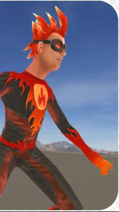 ai character: Flame boy . background