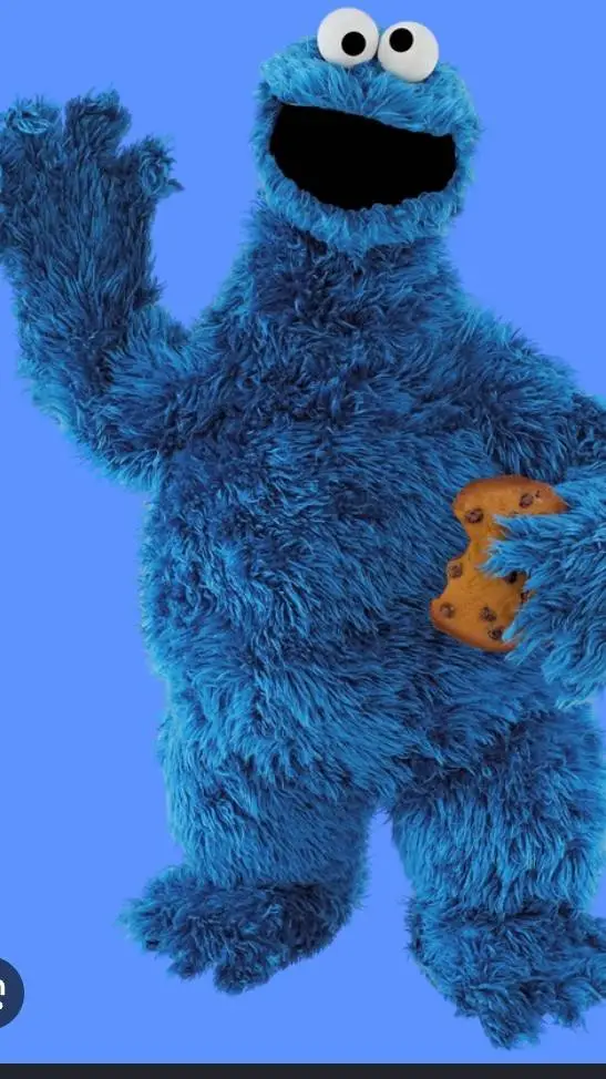 ai character: Cookie Monster.  background