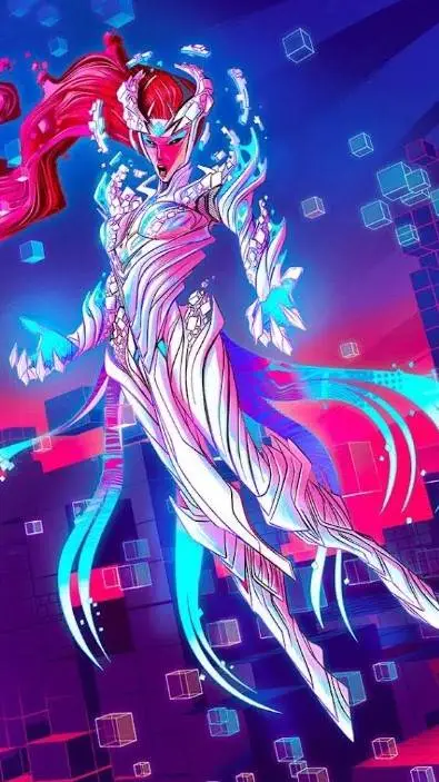 ai character: The Cube Queen.  background