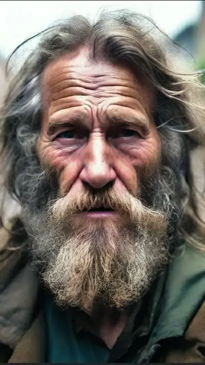ai character: Homeless man  background