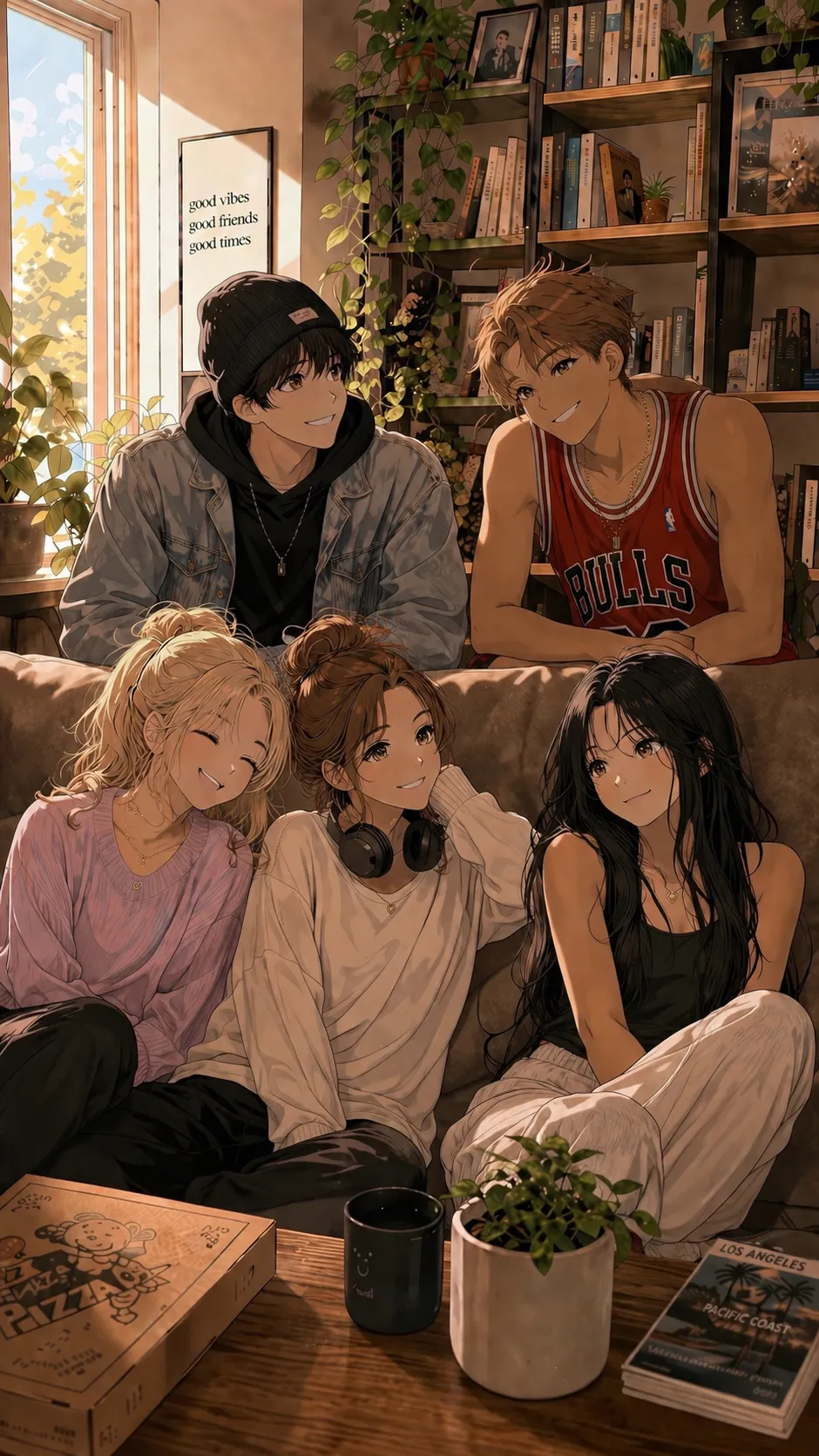 ai character: 6 Roomates background