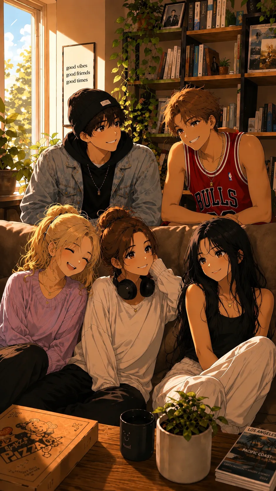 ai character: 6 Roomates background