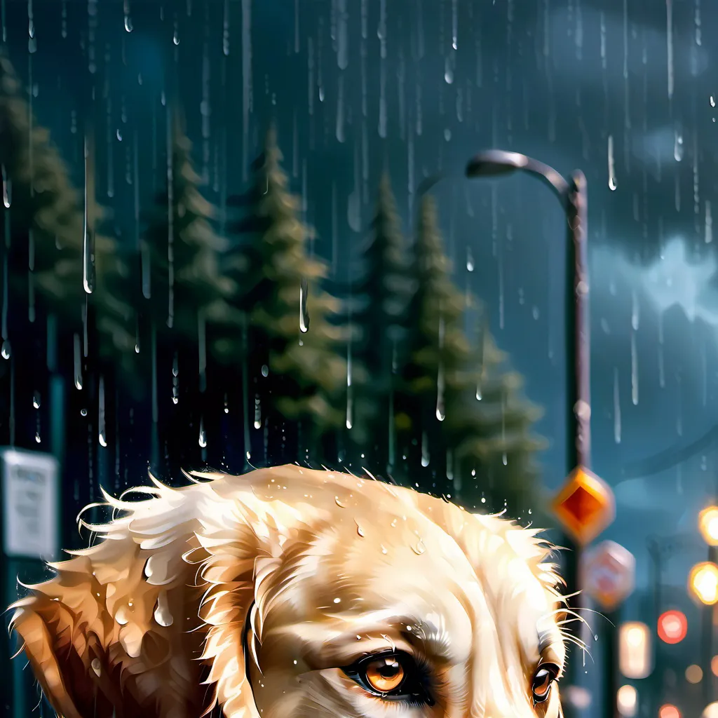 chat with ai character: Dog in rain