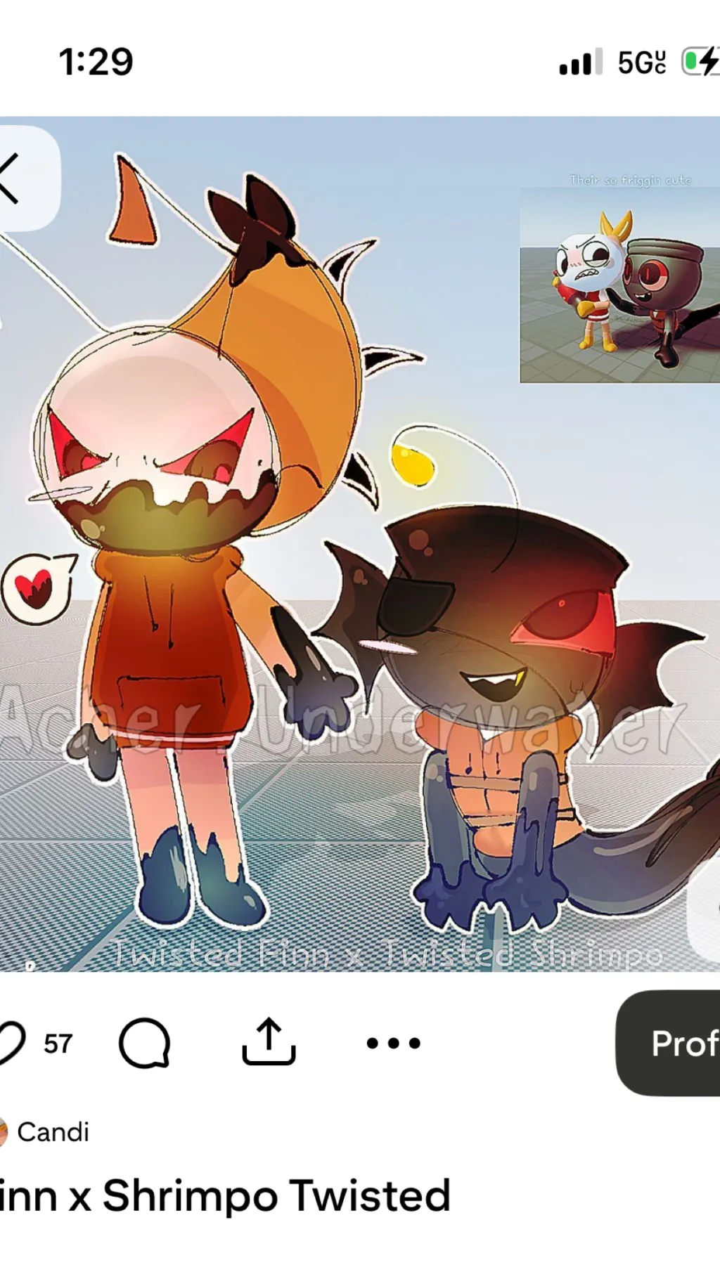 ai character: Tw finn & shrimpo  background