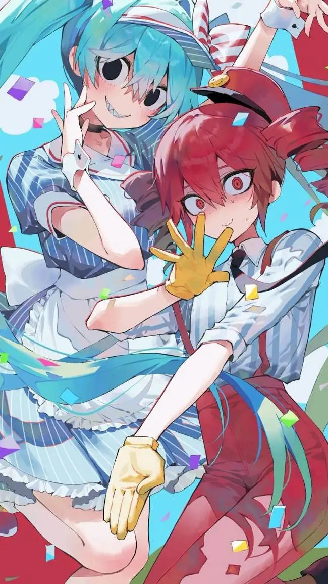 ai character: miku and teto background