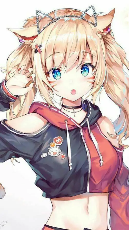 ai character: Garota neko  background