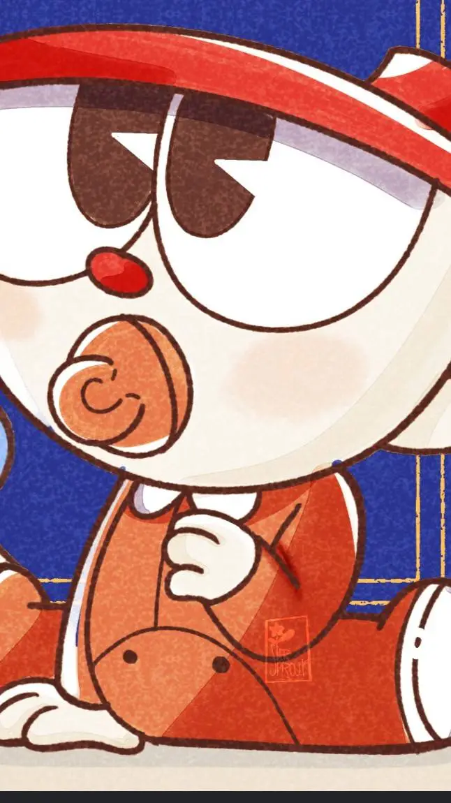 ai character: baby cuphead  background