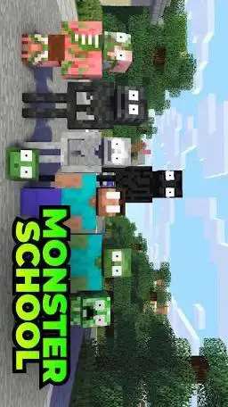 ai character: Escuela minecraft background