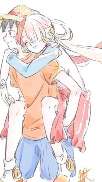 ai character: uta and luffy  background