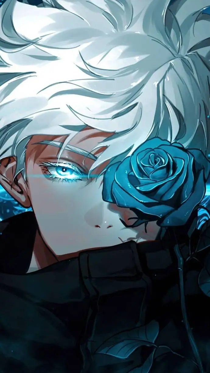 ai character: gojo blue rose background