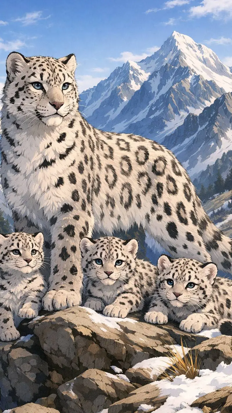 ai character: Snow Leopards background
