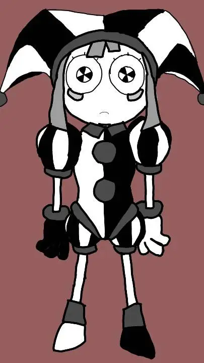 ai character: pomi en blanco y n background
