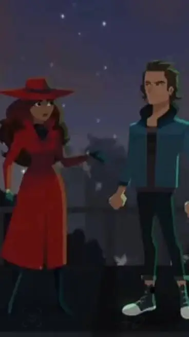 ai character: Carmen Sandiego  background