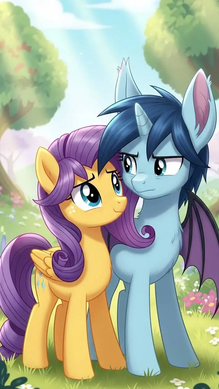 ai character: bat pony x moon background