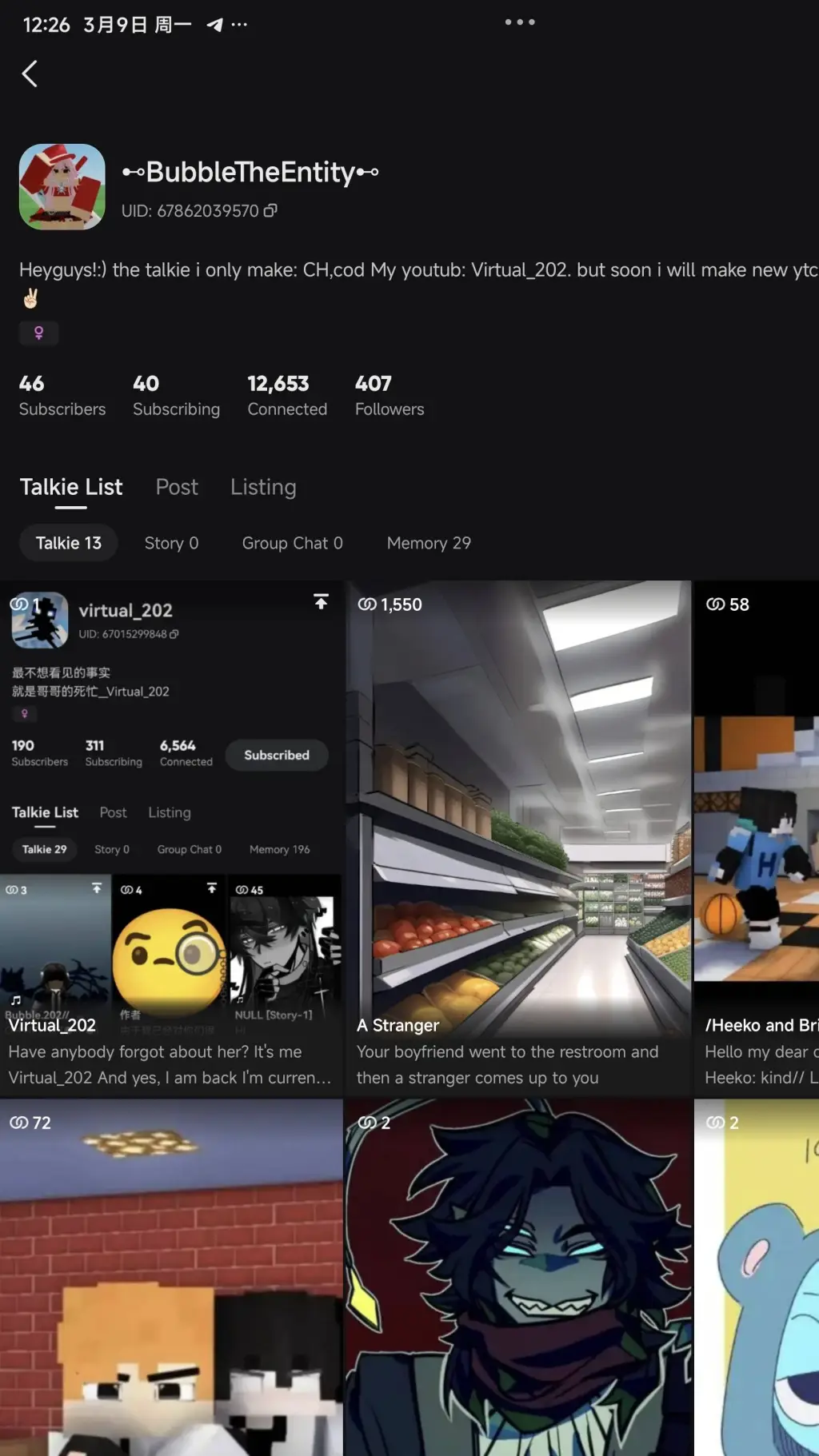 ai character: IM BACK  background