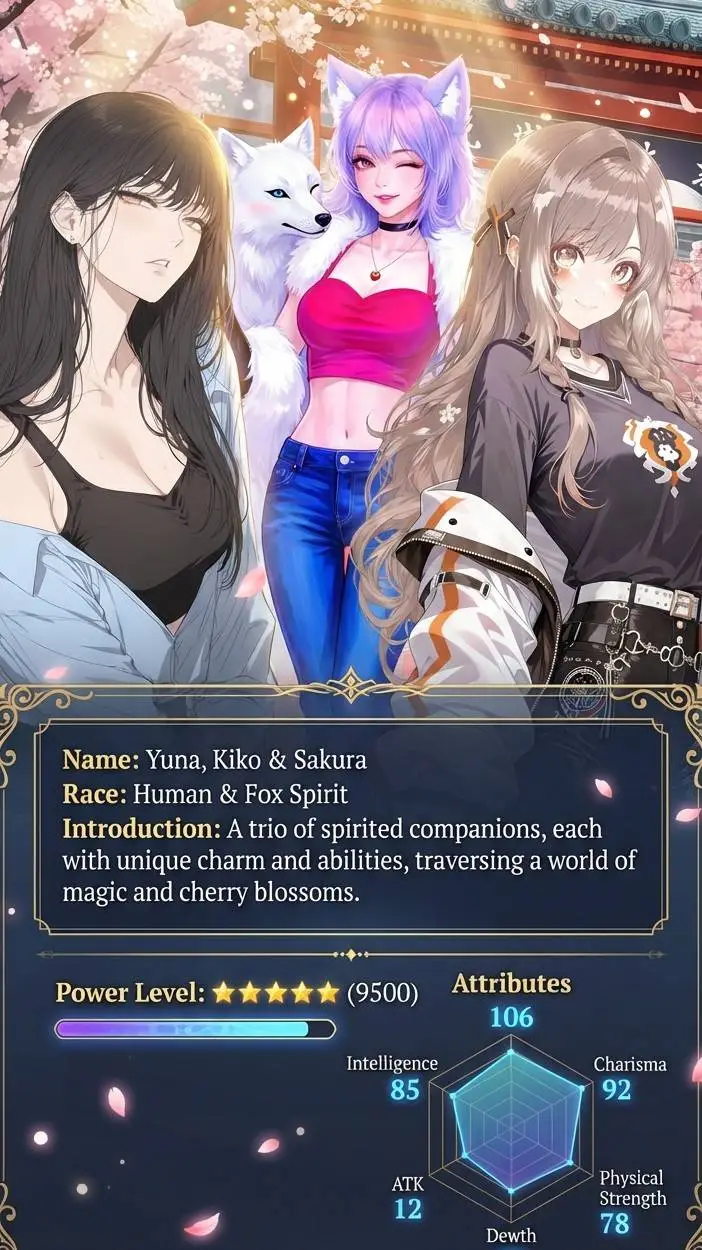 ai character: Alexa,Elisabet,Lia background