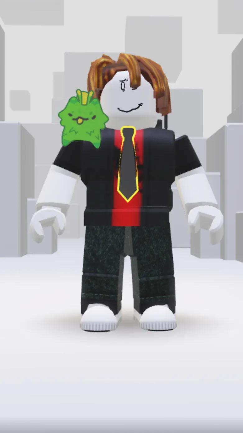ai character: Red bacon background