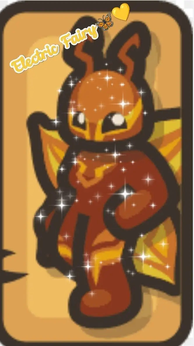 ai character: Electric Fairy🦋🧡 background