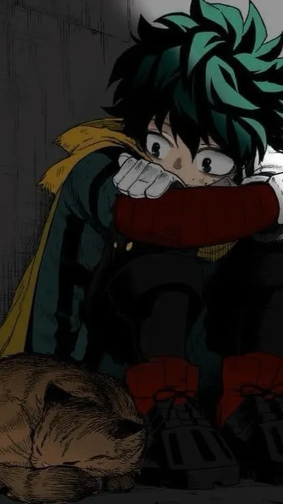ai character:  Deku(izuku)triste background