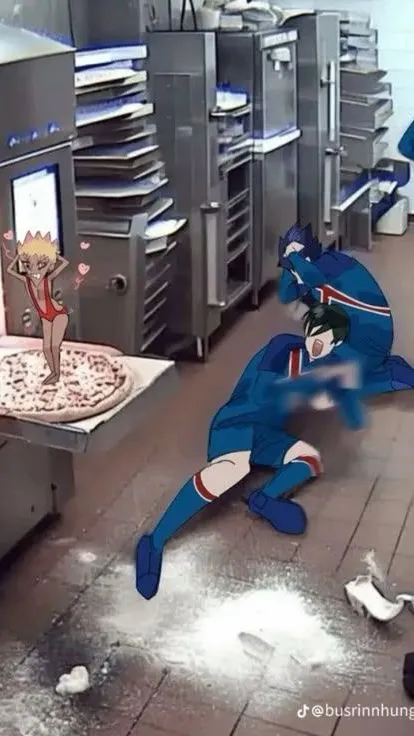 ai character: Bluelock pizzaria  background