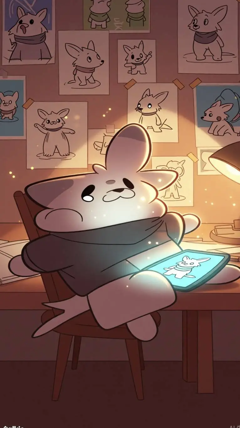 ai character: WolfyGoofyToons background