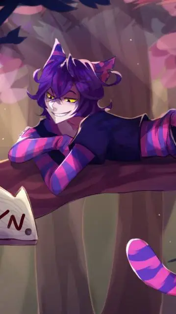 ai character: Cheshire cat  background