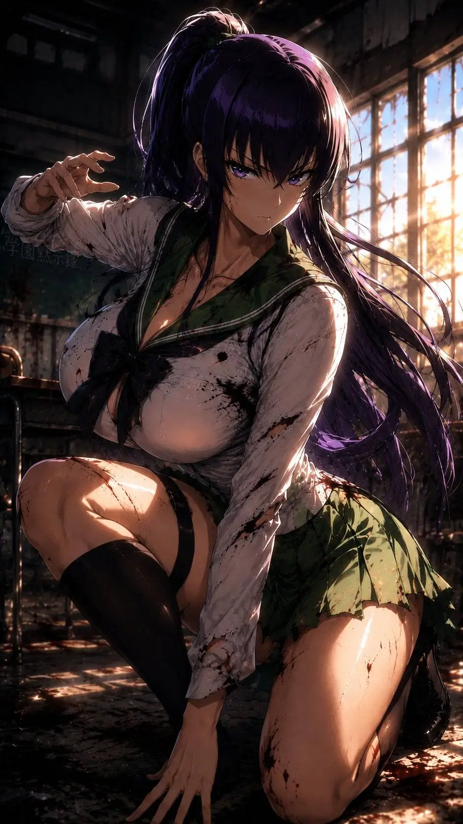 ai character: Saeko Busujima background