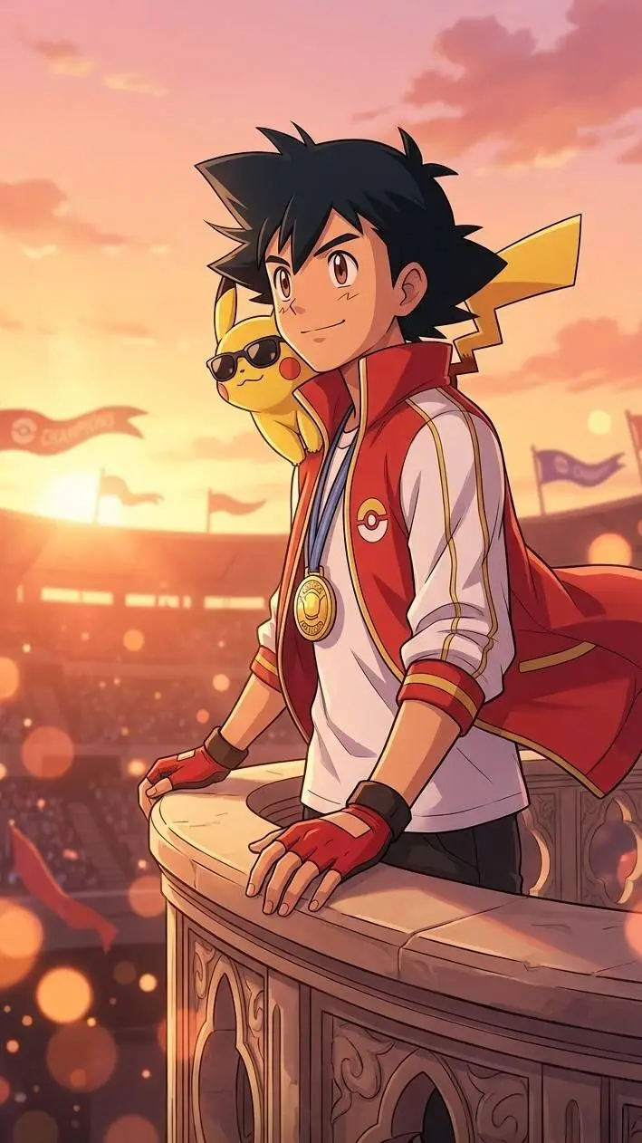 ai character: Ash Ketchum  background