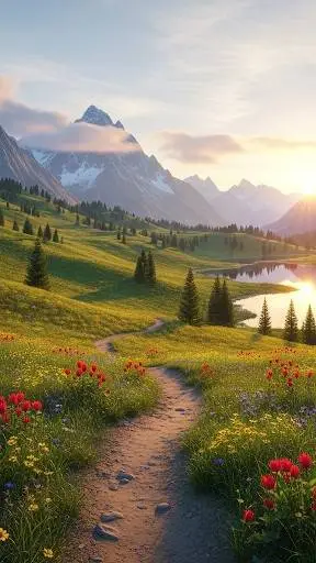 ai character: magical lake  background