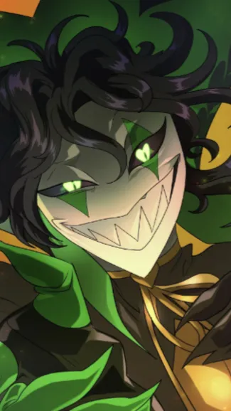 ai character: 💚harlequin🖤 background