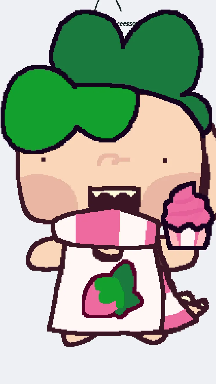 ai character: Shelly cosplays💚 background