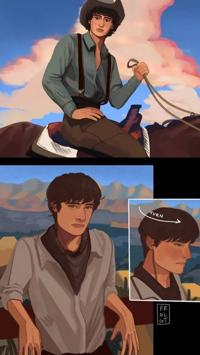 ai character: cowboy byler background