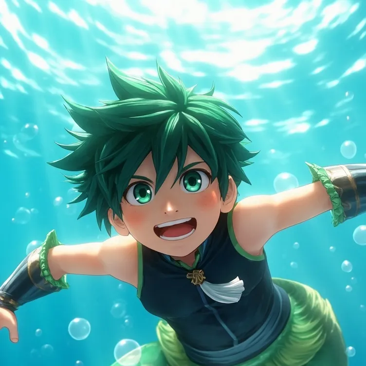 chat with ai character: deku kid merman 